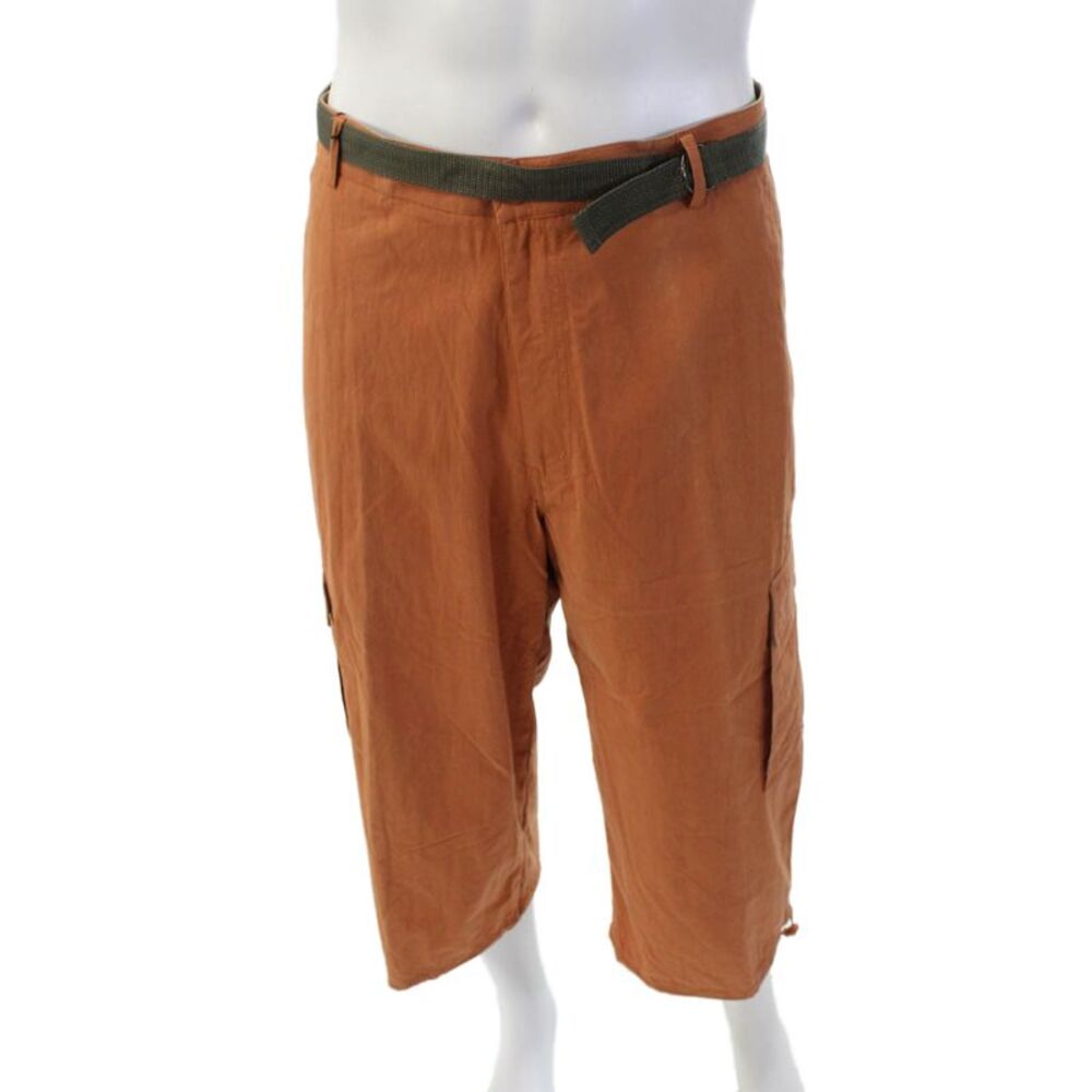Royal Cup Mens Belted Multi-Pocket Button Closure Cargo Shorts Orange Size 56